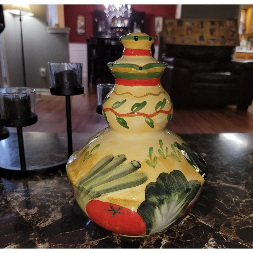 Certified International Pamela Gladding Vegetable Cruet Yellow Excellent Ceramic